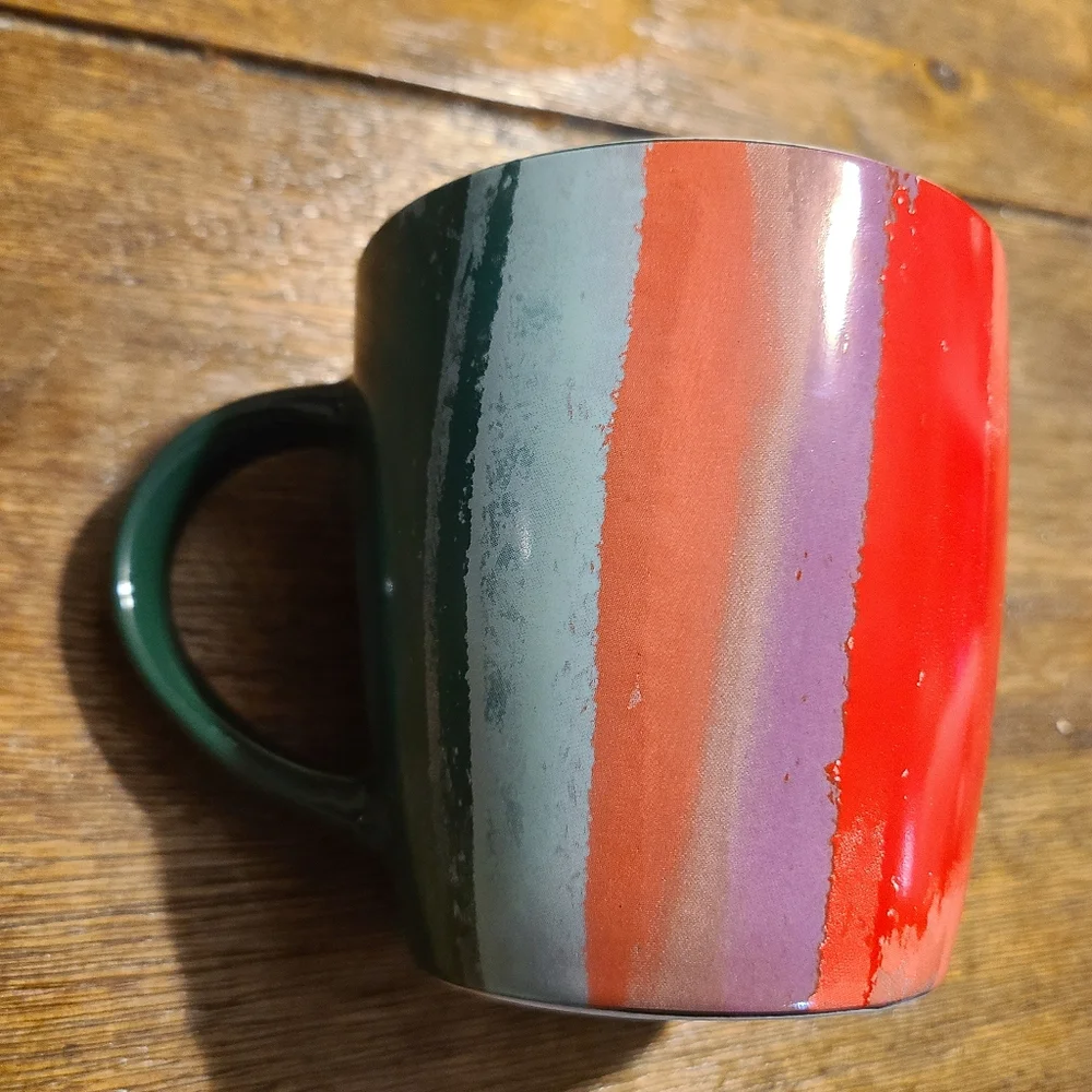 Starbucks Coffee Cup 12oz Holiday Green Red Purple Brushstroke 2021